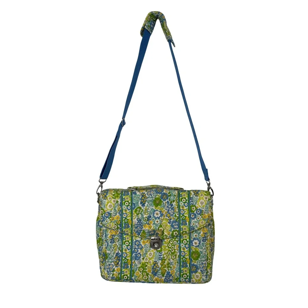 Vera Bradley English Meadows Quilted Floral Messenger Laptop Bag Crossbody